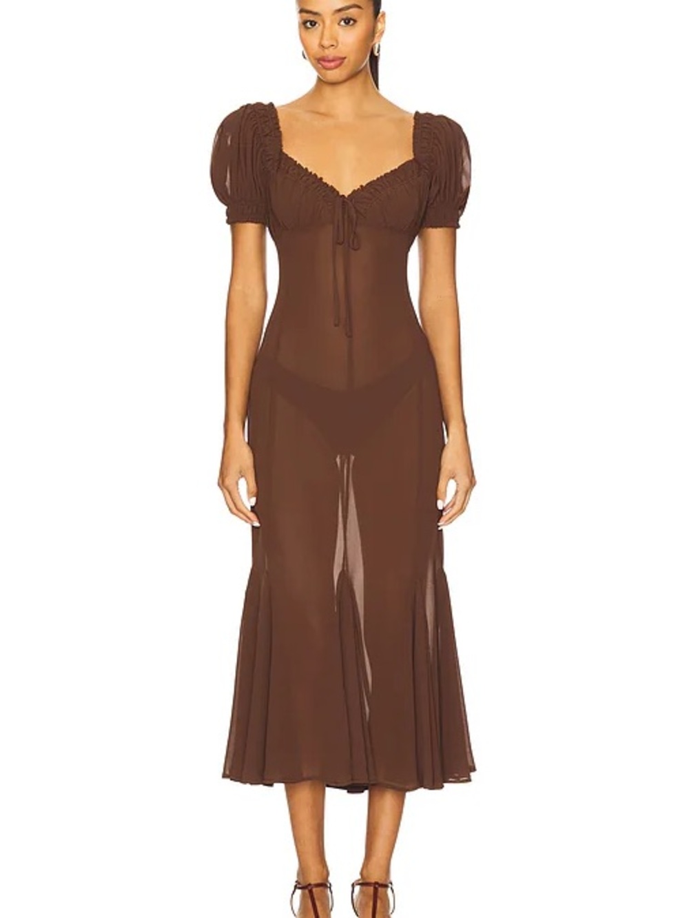 REVOLVE LPA Davina Midi Dress in Chocolate Brown